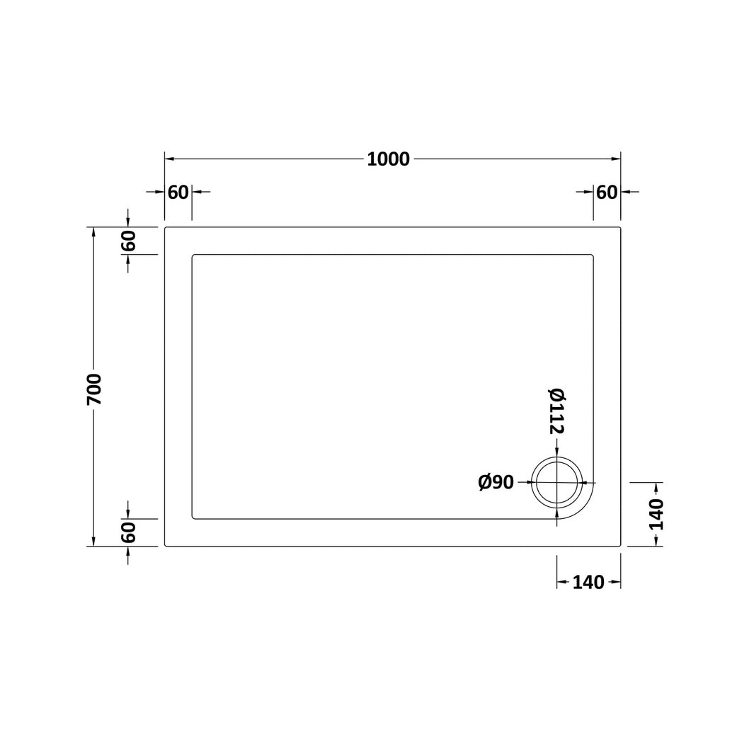 Hudson Reed Rectangular Trays Slip Resistant Rectangular Shower Tray 1000 X 700mm Contemp European White Acrylic Capped Abs Caco3 And Pu - JJ Building Materials