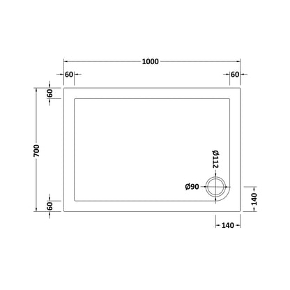 Hudson Reed Rectangular Trays Slip Resistant Rectangular Shower Tray 1000 X 700mm Contemp European White Acrylic Capped Abs Caco3 And Pu - JJ Building Materials
