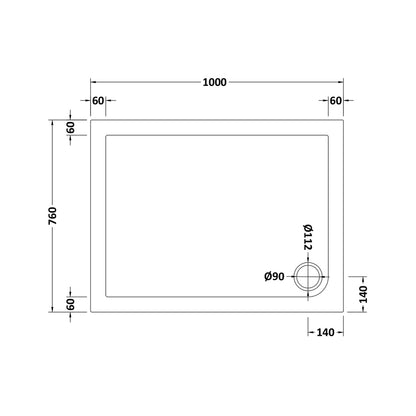 Hudson Reed Rectangular Trays Slip Resistant Rectangular Shower Tray 1000 X 760mm Contemp European White Acrylic Capped Abs Caco3 And Pu - JJ Building Materials
