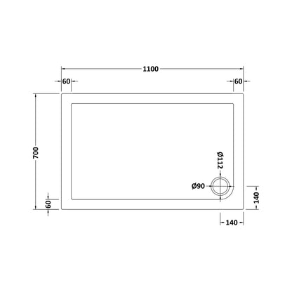 Hudson Reed Rectangular Trays Slip Resistant Rectangular Shower Tray 1100 X 700mm Contemp European White Acrylic Capped Abs Caco3 And Pu - JJ Building Materials