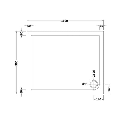 Hudson Reed Rectangular Trays Slip Resistant Rectangular Shower Tray 1100 X 900mm Contemp European White Acrylic Capped Abs Caco3 And Pu - JJ Building Materials