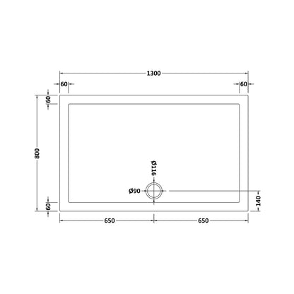 Hudson Reed Rectangular Trays Slip Resistant Rectangular Shower Tray 1300 X 800mm Contemp European White Acrylic Capped Abs Caco3 And Pu - JJ Building Materials