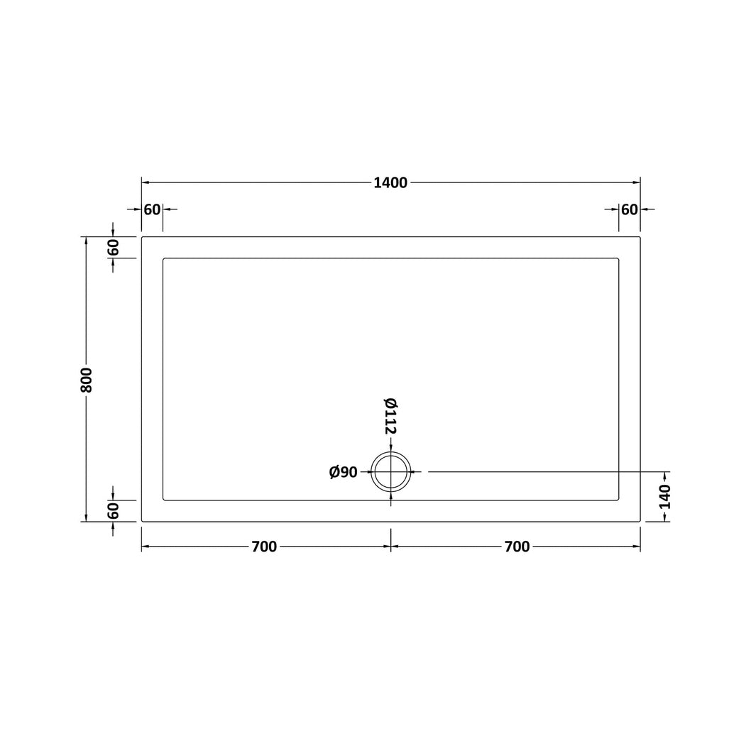 Hudson Reed Rectangular Trays Slip Resistant Rectangular Shower Tray 1400 X 800mm Contemp European White Acrylic Capped Abs Caco3 And Pu - JJ Building Materials