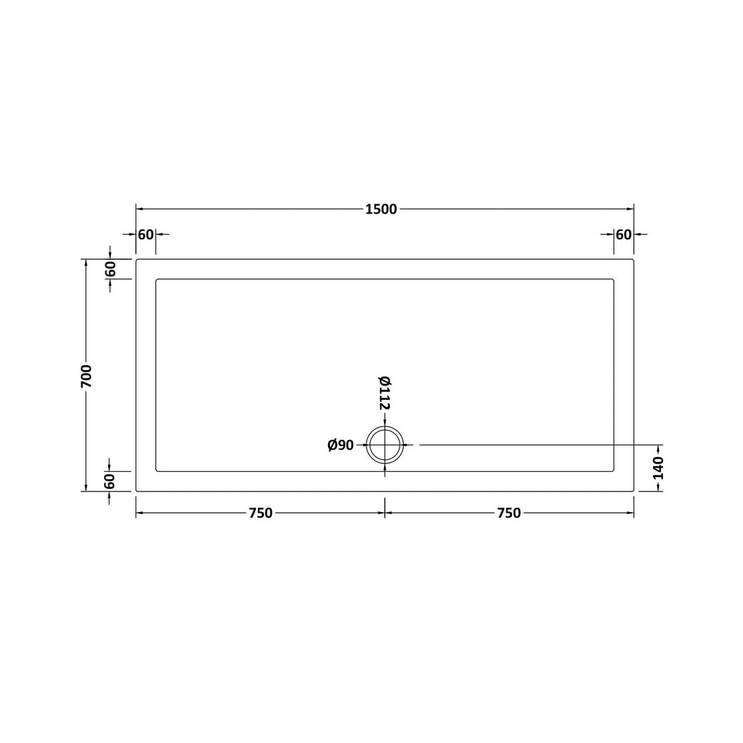 Hudson Reed Rectangular Trays Slip Resistant Rectangular Shower Tray 1500 X 700mm Contemp European White Acrylic Capped Abs Caco3 And Pu - JJ Building Materials