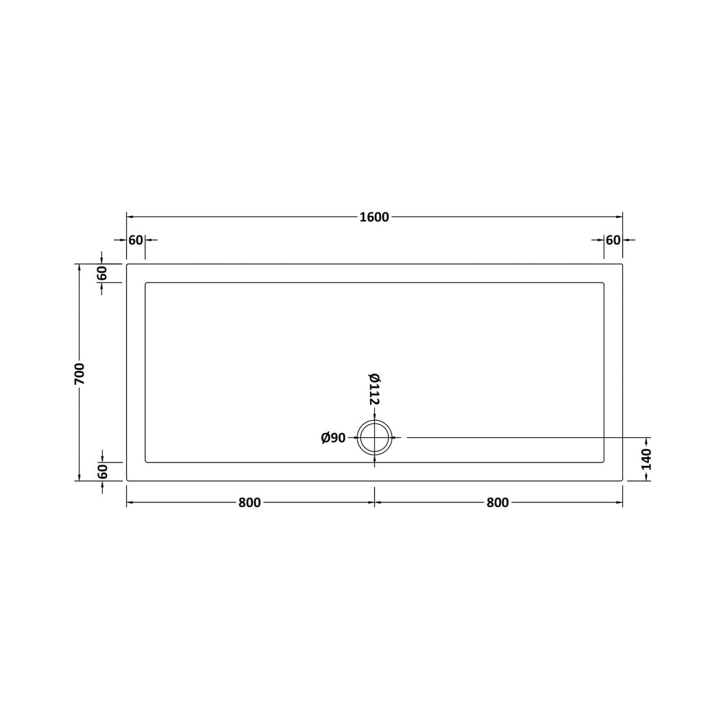 Hudson Reed Rectangular Trays Slip Resistant Rectangular Shower Tray 1600 X 700mm Contemp European White Acrylic Capped Abs Caco3 And Pu - JJ Building Materials