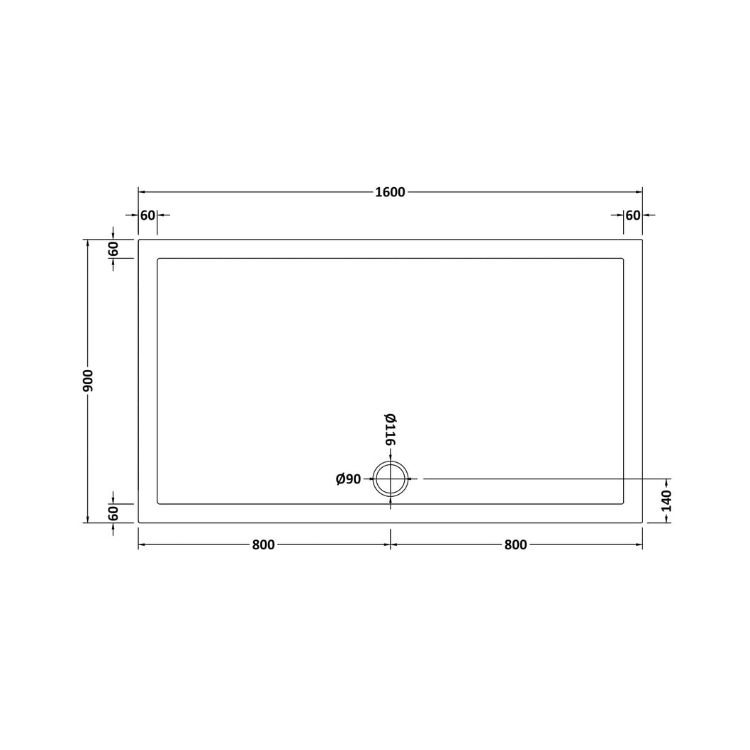 Hudson Reed Rectangular Trays Slip Resistant Rectangular Shower Tray 1600 X 900mm Contemp European White Acrylic Capped Abs Caco3 And Pu - JJ Building Materials