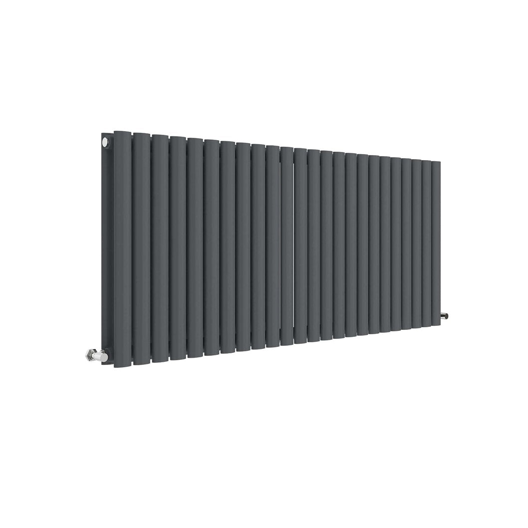 Hudson Reed Revive Horizontal Double Panel Radiator 600 X 1398 Contemp Anthracite Steel 600x1398x78mm - JJ Building Materials
