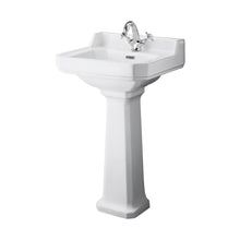 Hudson Reed Richmond 500mm Basin & Pedestal (1 Tap Hole) Trad White Vitreous China 850x500x370mm - JJ Building Materials