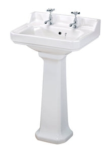 Hudson Reed Richmond 560mm Basin (2 Tap Hole) Trad White Vitreous China 266x560x450mm - JJ Building Materials