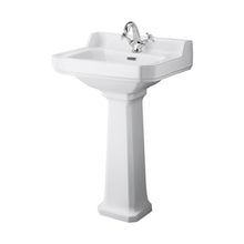 Hudson Reed Richmond 560mm Basin & Pedestal (1 Tap Hole) Trad White Vitreous China 897x550x455mm - JJ Building Materials