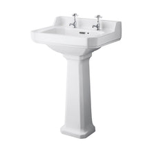 Hudson Reed Richmond 560mm Basin & Pedestal (2 Tap Hole) Trad White Vitreous China 905x565x460mm - JJ Building Materials