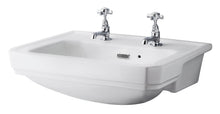 Hudson Reed Richmond 560mm Semi Recessed Basin (2 Tap Hole) Trad Matt White Vitreous China 208x560x450mm - JJ Building Materials