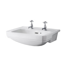 Hudson Reed Richmond 560mm Semi Recessed Basin (2 Tap Hole) Trad Matt White Vitreous China 208x560x450mm - JJ Building Materials
