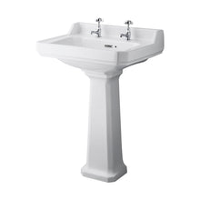 Hudson Reed Richmond 600mm 2th Basin & Comfort Height Ped Trad White Vitreous China 964x595x470mm - JJ Building Materials