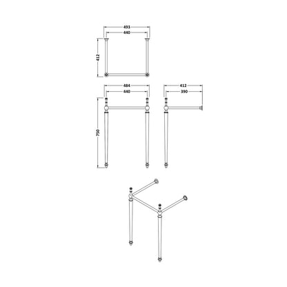 Hudson Reed Richmond Basin Stand Trad Chrome Stainless Steel 750x493x442mm - JJ Building Materials