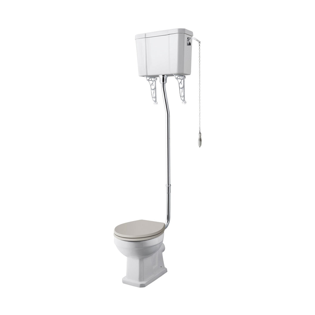 Hudson Reed Richmond Comfort Height High Level Wc & Flush Pipe Trad Gloss White Vitreous China 2196x465x625mm - JJ Building Materials