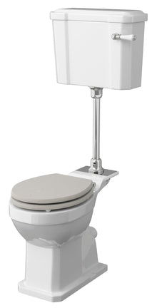 Hudson Reed Richmond Comfort Height Mid Level Pan, Cistern And Flush Pipe Kit Trad Gloss White Vitreous China 1320x510x724mm - JJ Building Materials