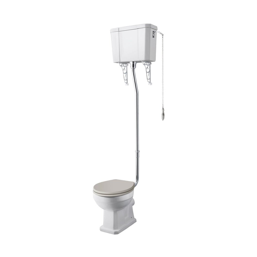 Hudson Reed Richmond High Level Pan, Cistern & Flush Pipe Kit Trad Gloss White Vitreous China 2140x465x625mm - JJ Building Materials