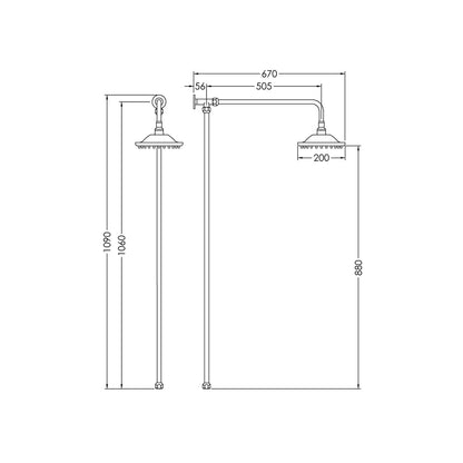 Hudson Reed Rigid Riser Kits Rigid Riser Kit Trad Chrome Brass 1085x150x565mm - JJ Building Materials