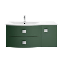 Hudson Reed Sarenna 1000mm Cabinet & Basin - Left Hand Contemp Hunter Green MFC Smooth Matt 448x1012x504mm - JJ Building Materials