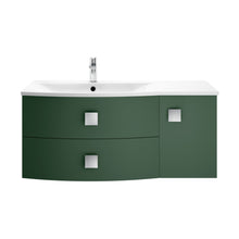 Hudson Reed Sarenna 1000mm Cabinet & Basin - Left Hand Contemp Hunter Green MFC Smooth Matt 448x1012x504mm - JJ Building Materials