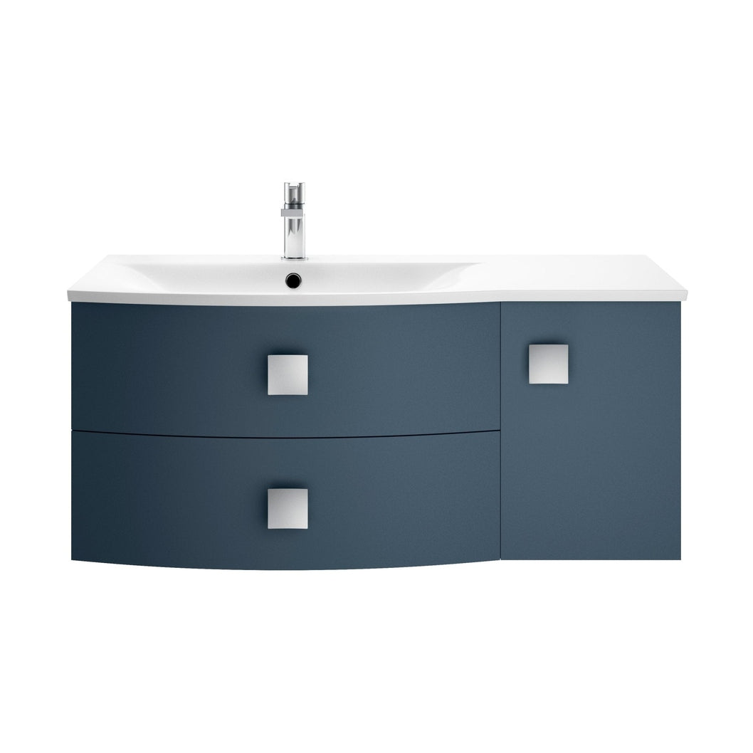 Hudson Reed Sarenna 1000mm Cabinet & Basin - Left Hand Contemp Mineral Blue MFC Smooth Matt 448x1012x504mm - JJ Building Materials