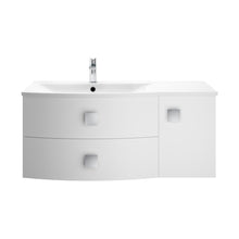 Hudson Reed Sarenna 1000mm Cabinet & Basin - Left Hand Contemp Moon White MFC Smooth Matt 448x1012x504mm - JJ Building Materials
