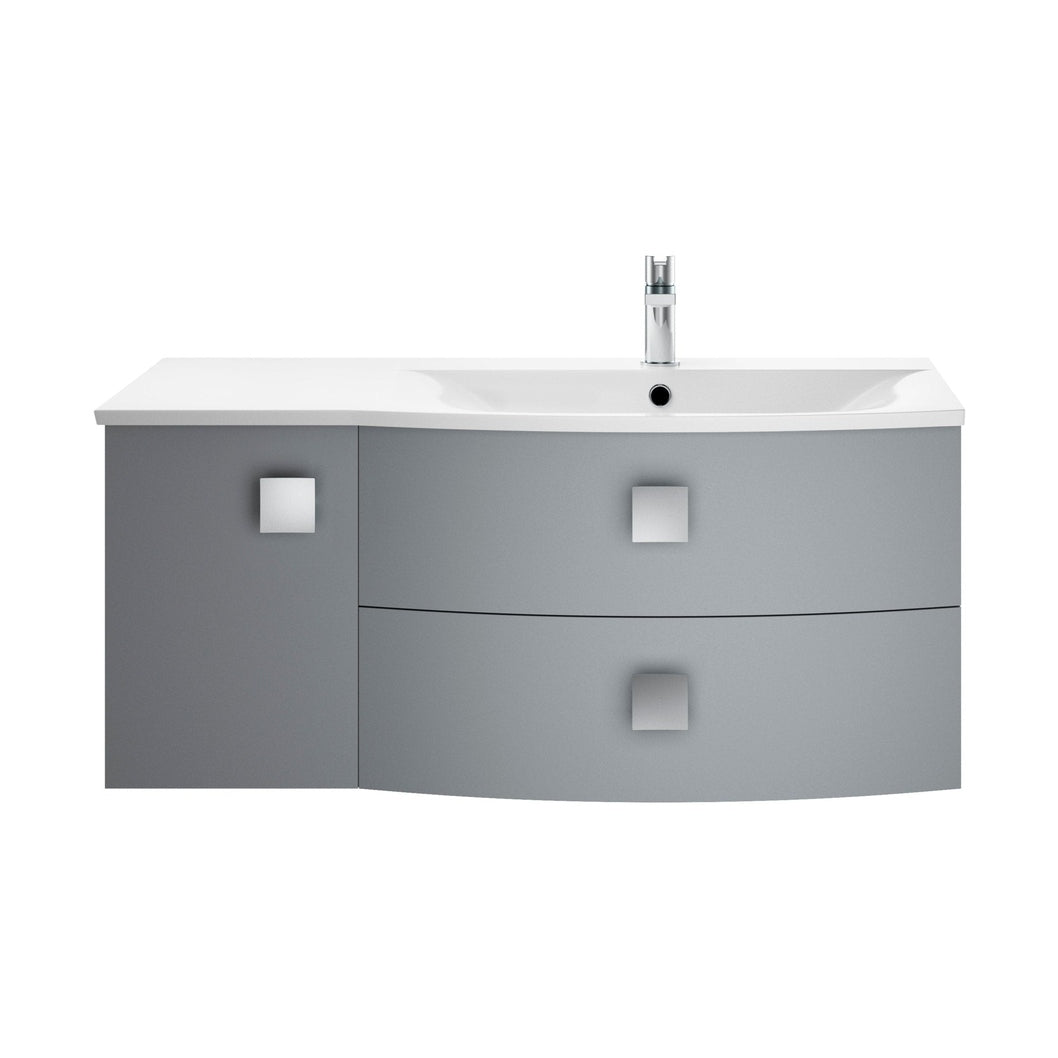 Hudson Reed Sarenna 1000mm Cabinet & Basin - Right Hand Contemp Dove Grey MFC Smooth Matt 448x1012x504mm - JJ Building Materials