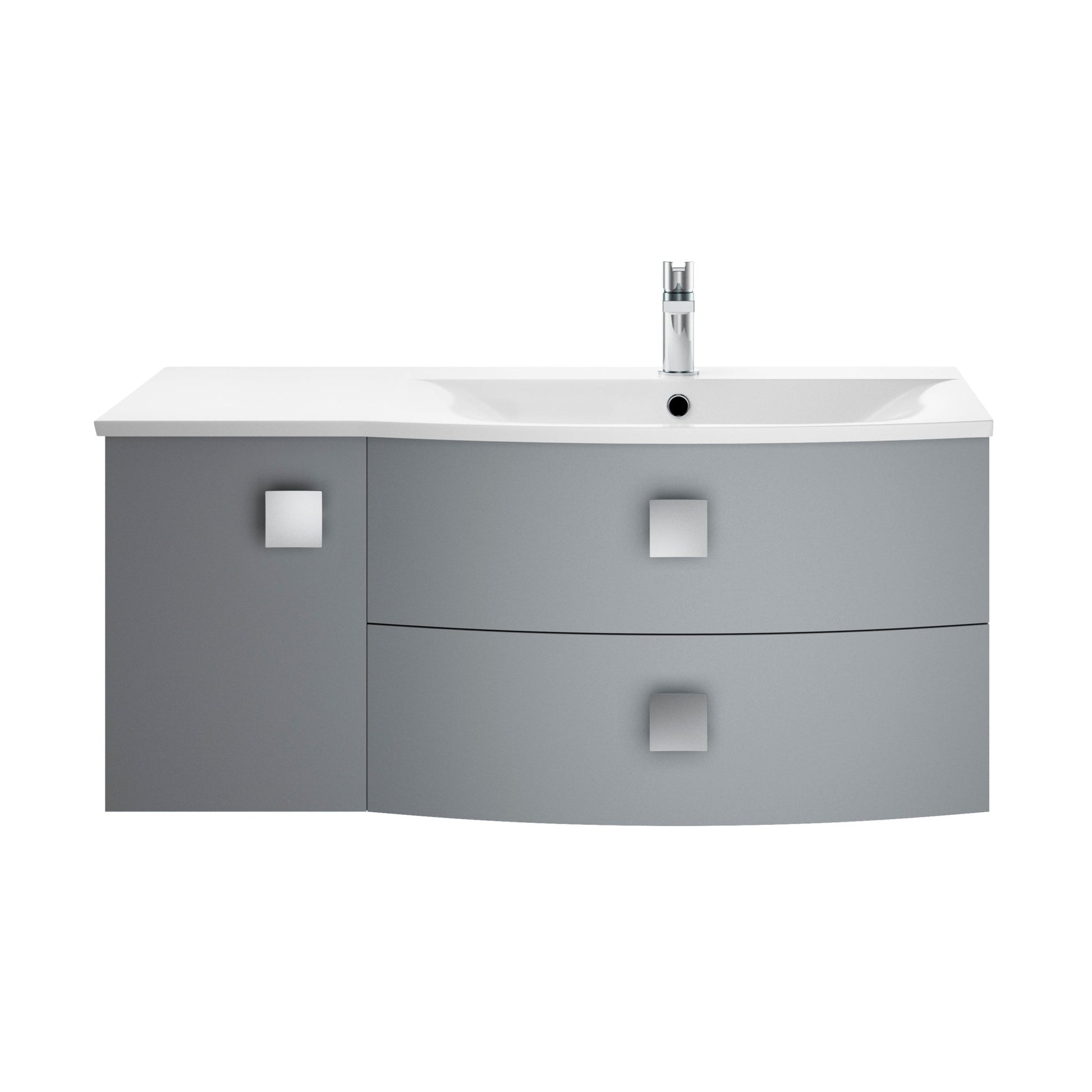 Hudson Reed Sarenna 1000mm Cabinet & Basin - Right Hand Contemp Dove Grey MFC Smooth Matt 448x1012x504mm - JJ Building Materials