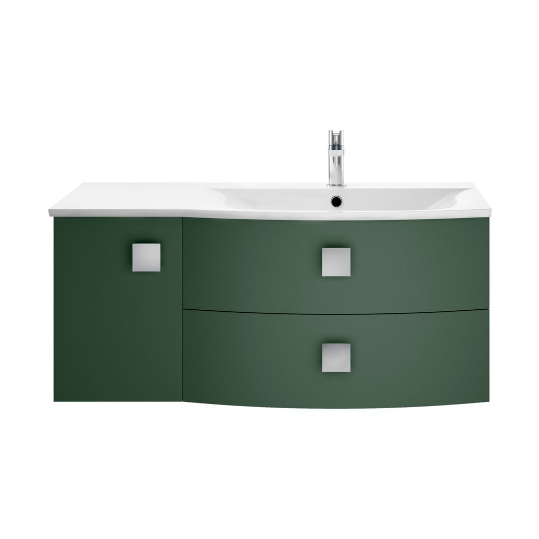 Hudson Reed Sarenna 1000mm Cabinet & Basin - Right Hand Contemp Hunter Green MFC Smooth Matt 448x1012x504mm - JJ Building Materials