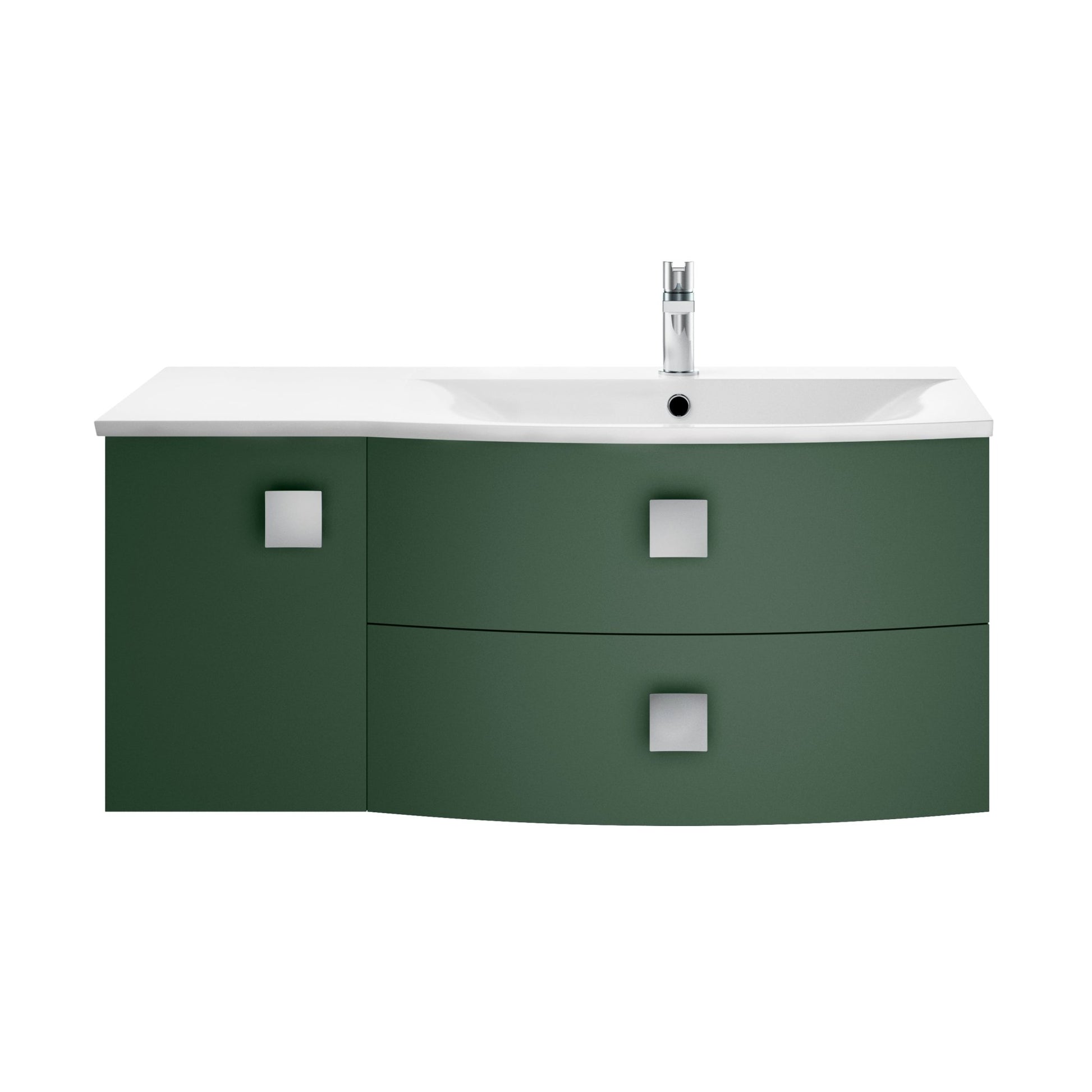 Hudson Reed Sarenna 1000mm Cabinet & Basin - Right Hand Contemp Hunter Green MFC Smooth Matt 448x1012x504mm - JJ Building Materials