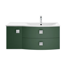 Hudson Reed Sarenna 1000mm Cabinet & Basin - Right Hand Contemp Hunter Green MFC Smooth Matt 448x1012x504mm - JJ Building Materials