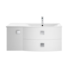 Hudson Reed Sarenna 1000mm Cabinet & Basin - Right Hand Contemp Moon White MFC Smooth Matt 448x1012x504mm - JJ Building Materials