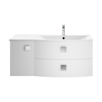 Hudson Reed Sarenna 1000mm Cabinet & Basin - Right Hand Contemp Moon White MFC Smooth Matt 448x1012x504mm - JJ Building Materials