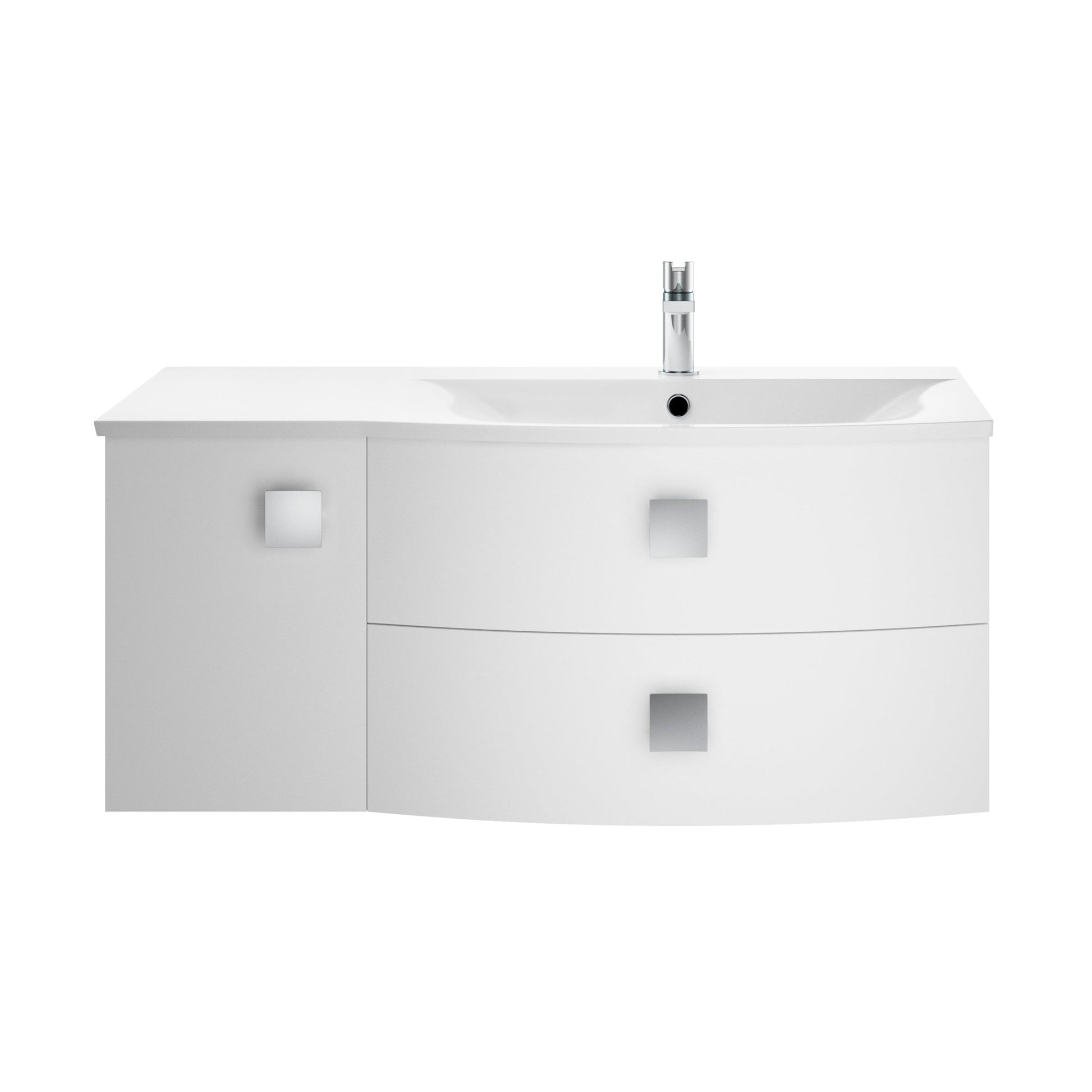 Hudson Reed Sarenna 1000mm Cabinet & Basin - Right Hand Contemp Moon White MFC Smooth Matt 448x1012x504mm - JJ Building Materials