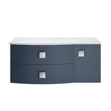 Hudson Reed Sarenna 1000mm Left Hand Cabinet With Marble Top Contemp Mineral Blue MFC Smooth Matt 446x1012x504mm - SAR303L - JJ Building Materials