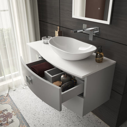 Hudson Reed Sarenna 1000mm Right Hand Cabinet With Marble Top Contemp Dove Grey MFC Smooth Matt 446x1012x504mm - SAR203R - JJ Building Materials