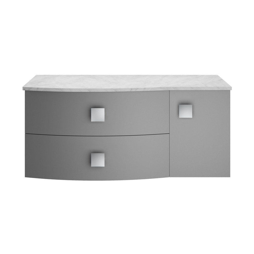 Hudson Reed Sarenna 1000mm Right Hand Cabinet With Marble Top Contemp Dove Grey MFC Smooth Matt 446x1012x504mm - SAR205R - JJ Building Materials