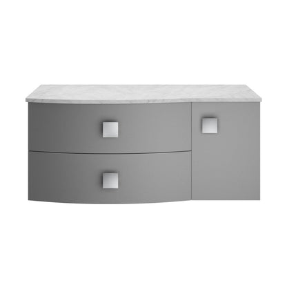 Hudson Reed Sarenna 1000mm Right Hand Cabinet With Marble Top Contemp Dove Grey MFC Smooth Matt 446x1012x504mm - SAR205R - JJ Building Materials