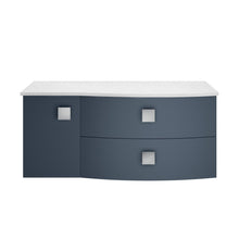Hudson Reed Sarenna 1000mm Right Hand Cabinet With Marble Top Contemp Mineral Blue MFC Smooth Matt 446x1012x504mm - SAR303R - JJ Building Materials