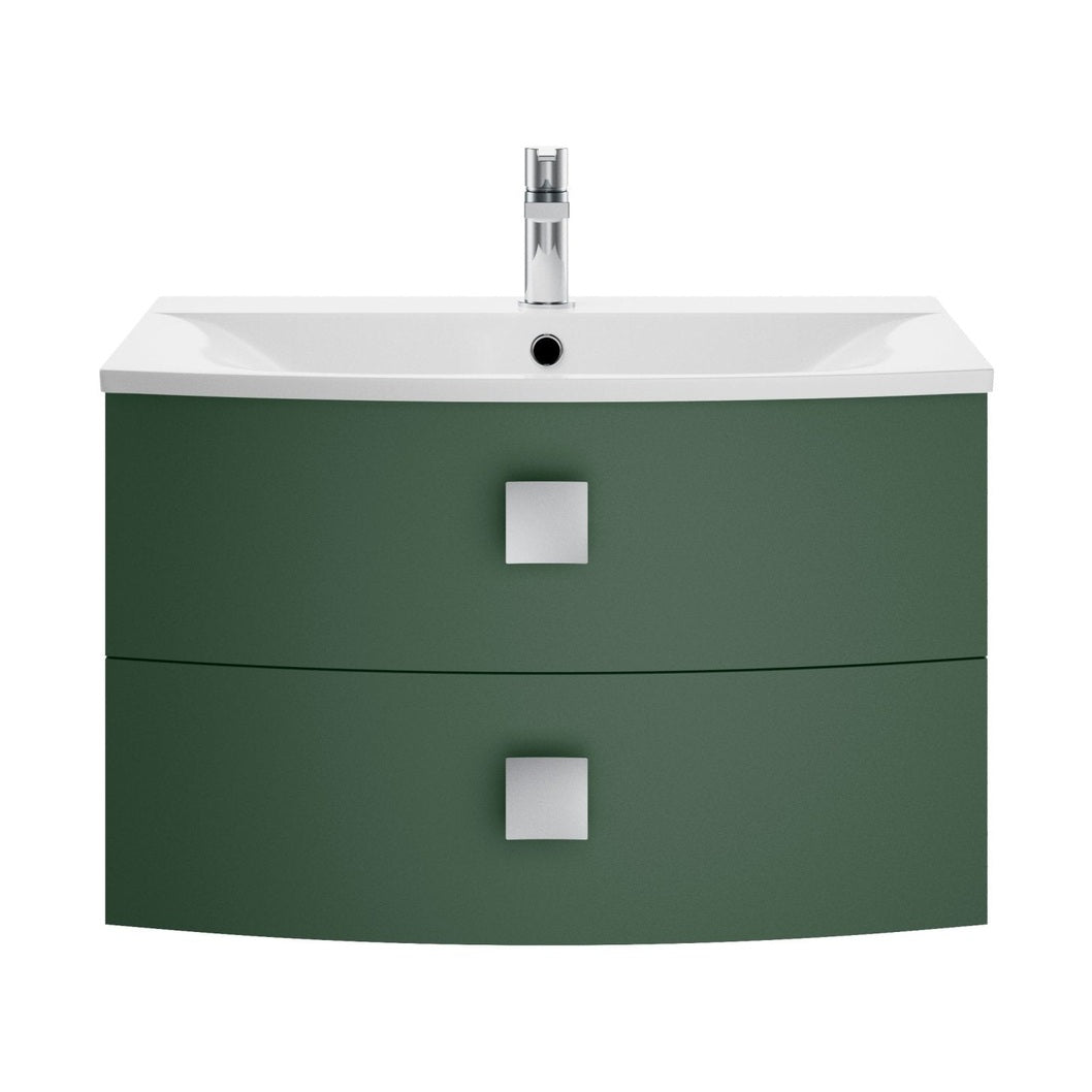 Hudson Reed Sarenna 700mm Cabinet & Basin Contemp Hunter Green MFC Smooth Matt 448x712x504mm - JJ Building Materials