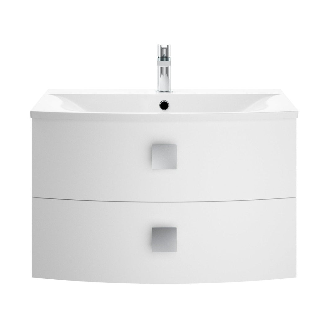 Hudson Reed Sarenna 700mm Cabinet & Basin Contemp Moon White MFC Smooth Matt 448x712x504mm - JJ Building Materials