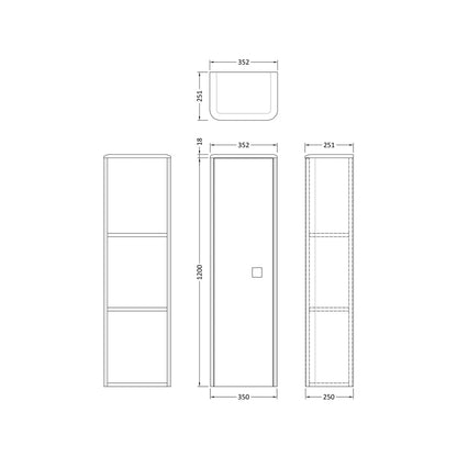 Hudson Reed Sarenna Tall Wall Hung Unit Contemp Dove Grey MFC Smooth Matt 1200x350x250mm - JJ Building Materials
