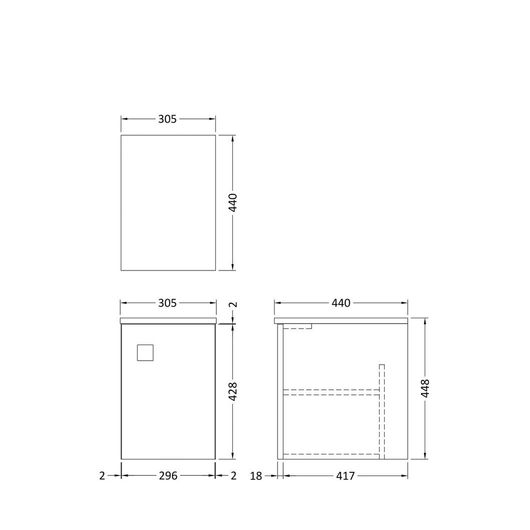 Hudson Reed Sarenna Wall Hung Cupboard Contemp Mineral Blue MFC Smooth Matt 448x305x440mm - JJ Building Materials
