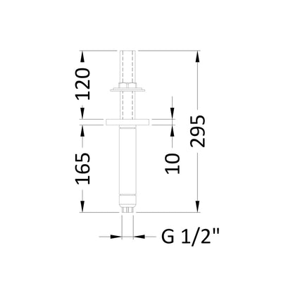 Hudson Reed Shower Arms Ceiling-mounted Arm Contemp Chrome Brass 75x75x165mm - JJ Building Materials