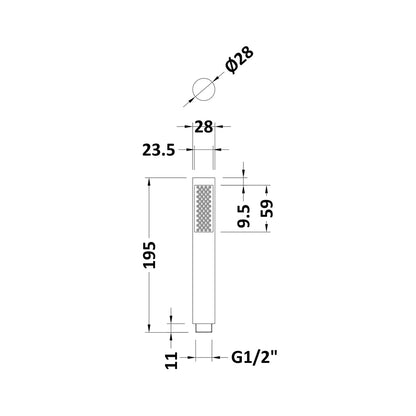 Hudson Reed Shower Parts Brass Pencil Handset Contemp Chrome Stainless Steel 195x28x28mm - JJ Building Materials