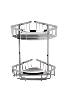 Hudson Reed Shower Parts Large 2 Tier Corner Basket Trad Chrome Brass 360x205x200mm - JJ Building Materials