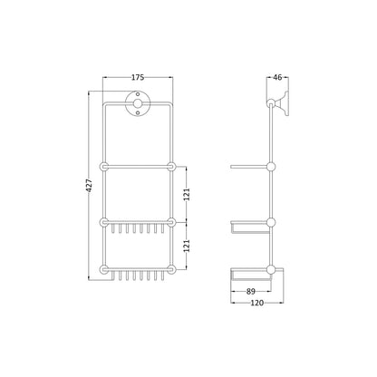 Hudson Reed Shower Parts Shower Tidy Trad Chrome Brass 120x175x410mm - JJ Building Materials