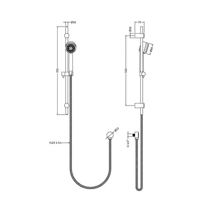 Hudson Reed Shower Slide Rail Kits Linear Slide Rail Kits Contemp Chrome Brass Abs 720x10x73mm - JJ Building Materials