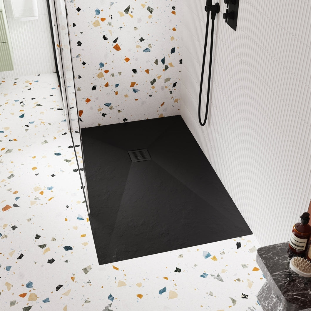 Hudson Reed Shower Tray Wastes Square Shower Waste With Black Top Contemp Matt Black Polypropylene 86x144x144mm - JJ Building Materials